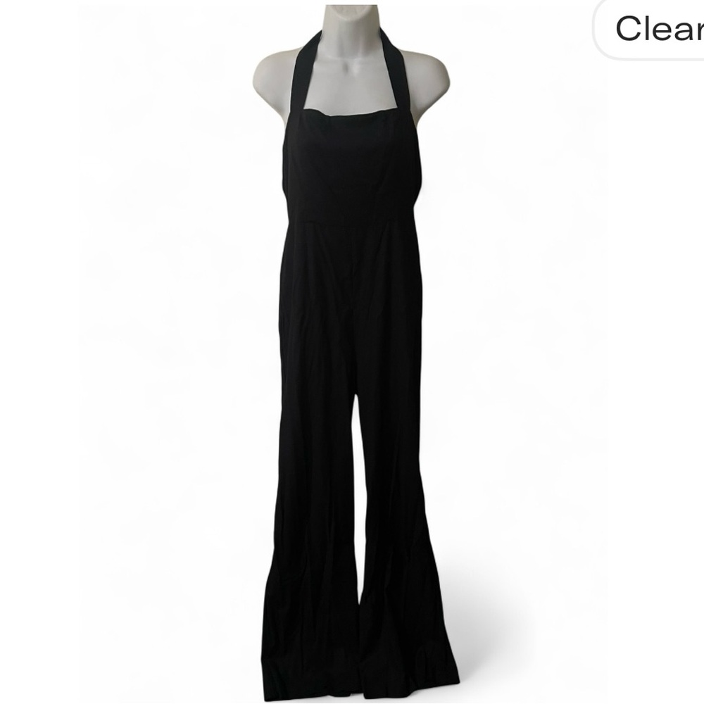 Forever 21 Black Halter Jumpsuit Wide-Leg